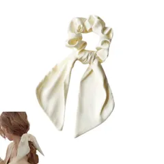 シュシュ リボン ヘアゴム 大人 おしゃれ 髪ゴム 大きめ ヘアアクセサリー リボン ヘアアクセ レディース リボンシュシュ 髪飾り (ホワイト) [ホワイト]