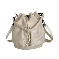 [Liebendo] 巾着バッグ ショルダーバッグ トートバッグ レディース メンズ バッグ 巾着型 ナイロン 斜めがけ ハンドバッグ シンプル 軽量 防水 バケツバッグ 人気 2way 肩掛け 大人 おしゃれ 旅行 ポシェット ミリタリー 丈夫 [ベージュ]