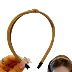 カチューシャ 細め フェイクレザー PUレザー ヘッドバンド 結び目 ヘアバンド ヘアフープ ヘアアクセサリー (ベージュ, フリーサイズ) [ベージュ] [フリーサイズ]