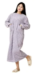 [Electric Circus] 長袖 ルームウエア パジャマ ワンピース ふわふわ もこもこ 部屋着 寝巻き レディース マタニティ 旅行 プレゼント (パープル) かっこいい かわいい おしゃれ 人気 女性 用 大人 キッズ 子供 バスロー [パープル]