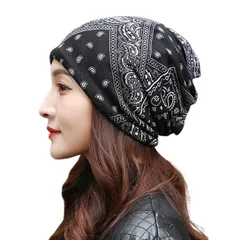 [G-tiamo] [ジーティアモ] ニット帽 ニットキャップ ネックウォーマー 3way 防寒 開閉できるトップ 帽子 キャップ レディース おしゃれ かわいい ワッチキャップ ヘアバンド ネックゲイター オールシーズン 柔らか素材 医療用帽 [ペイズリー]