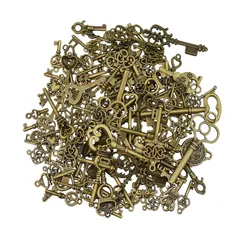 キー チャーム 約125個 鍵 ブロンズ 青銅色 ハンドメイド DIY手作りアクセサリー アンティーク チャームパーツ メタルチャーム 金属 刺繍入り 古い鍵 写真影 宝探し 人気