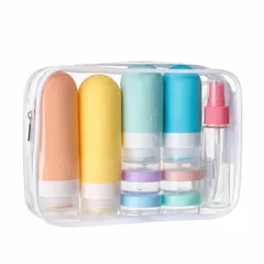 azumafy トラベルボトル 詰め替えボトル 旅行 銭湯 詰め替えセット 16点セット 機内持ち込み シャンプー 化粧水 透明ポーチ (カラフル) [カラフル]