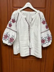 日本 ヴィンテージ 刺繍 ブラウス 森ガール (服 3点以上購入時 無料)