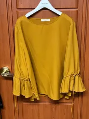 日本 ヴィンテージ 黄色 ブラウス 森ガール (服 3点以上 購入時 無料)