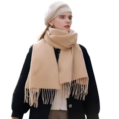 [レグエイト] マフラー レディース 大判 ストール カシミアタッチ 春 秋 冬 肩掛け 巻き物 防寒 暖かい 単色 羽織り 大人っぽい上品さを (ベージュ) [ベージュ]