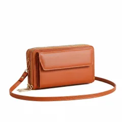 [ReiLuana] 財布 レディース 斜めがけ バッグ ショルダー 多機能 スマホ ポシェット 長財布 カードケース 携帯 ポーチ 軽量 (ブラウン) [ブラウン]