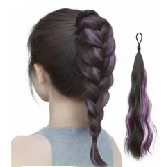[Coup de Coeur！] つけ毛 ウェーブエクステ ヘアアクセ ウィッグ エクステ 増量ヘア まとめ髪 イメチェン 簡単装着 ポニーテール ワンタッチ アレンジ コスプレ ダンス (パープル) [パープル]