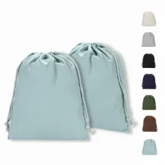 Neutral Zenith 巾着袋 2枚セット 【バッグインバッグに最適】 無地 棉布 キャンバス製 おしゃれ かわいい 収納ポーチ インナーバッグ 旅行着替え袋 アクセサリーポーチ 小物入れ 25×32cm (ペールブルー) [ペールブルー]