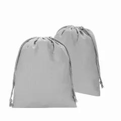 Neutral Zenith 巾着袋 2枚セット 【バッグインバッグに最適】 無地 棉布 キャンバス製 おしゃれ かわいい 収納ポーチ インナーバッグ 旅行着替え袋 アクセサリーポーチ 小物入れ 25×32cm (ライトグレー) [ライトグレー]