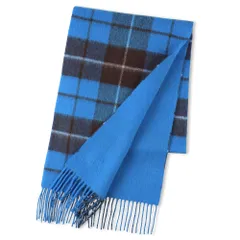 [Elensia] カシミヤ ブレンド リバーシブル マフラー メンズ レディース UVカット98%以上 チェック 30×186cm 160g 全13色 ブルー プレゼント [ブルー]