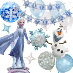 3rd Design アナと雪の女王 エルサ オラフ バルーンセット ディズニー 誕生日 飾り付け ガーランド付き 雪の結晶 風船 飾り付けeガイドブック付き (アナ雪) [アナ雪]