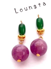 3808グリーン パープルの個性派ピアス 樹脂ピアス