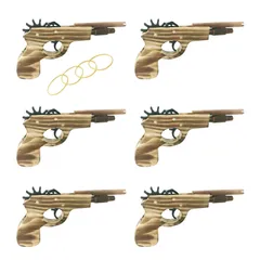 SESHIS ゴム鉄砲 おもちゃ 木製 輪ゴム こども 射的 玩具 縁日 祭り 鉄砲 6個セット (輪ゴム付き) [6個セット]