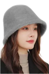 [ネコート] バケットハット 帽子 レディース 【リボンでサイズ調整できる・もこもこ防寒・軽量であったかふわふわ】 防寒 暖かい 小顔効果 秋冬 プレゼント グレー [グレー] [Free Size]