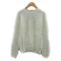 グローブ grove シャギーニット セーター 長袖 ラウンドネック 無地 L オフホワイト /YS37