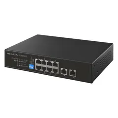 新品 IODATA PoE ハブ 10 ポート IEEE802.3at 準拠 L2 アンマネージ Gigabit 対応 120W 給電 アップリンク 電源内蔵 壁掛け IPカメラ (10BASE-T/100BASE-TX/RJ-45×8) (1000BASE-