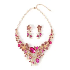 [ＫＫ　Ｓｏｌｉｓ] オーキッド 蘭モチーフ ピアス＆ネックレスセット マーキス＆ティアドロップクリスタル 演奏会 ダンス 発表会 プレゼン ブライダル アクセサリー (ピンク・ピアスセット) 