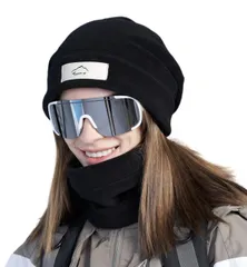 ニット帽子 ネックウォーマー ゆったり ふわふわ フリース レディース 帽子 ニットキャップ 小顔効果 ニット帽 スキー スノボ (ブラック) かっこいい かわいい おしゃれ 人気 プレゼント スポーツ 大人 ハット 帽 春 夏 秋 冬 用 クマ [ブラック]