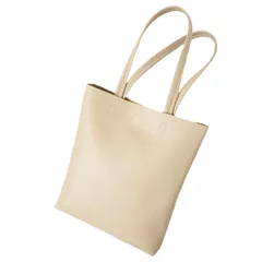 [goodspoon] トート バッグ ハンドバッグ 縦型 レディース 丈夫な生地 鞄 おしゃれ シンプル A4対応 通勤 通学 可愛い カジュアル トートバック 無地 男女兼用 お買い物 旅行 発表会 サブ 肩掛け PUレザ 無駄のない デザイ [ベージュ]