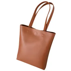 [goodspoon] トート バッグ ハンドバッグ 縦型 レディース 丈夫な生地 鞄 おしゃれ シンプル A4対応 通勤 通学 可愛い カジュアル トートバック 無地 男女兼用 お買い物 旅行 発表会 サブ 肩掛け PUレザ 無駄のない デザイ [ブラウン]