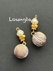 3814チェコビーズピアス チェコビーズパール アンティークピアス 樹脂ピアス