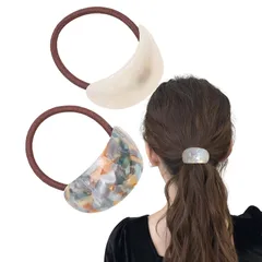 新品 shefun ヘアゴム べっ甲風 大人 髪ゴム ヘアアクセサリー マーブル 茶 2本セット レディース 輪ゴム 可愛い おしゃれ 髪飾り ポニーテール 髪 ゴム JP255 (輝き白+グレーブルー)