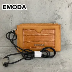 EMODA エモダ カードケース パスケース コインケース 小銭入れ 財布 キャメル クロコ型押し ストラップ付 スマホショルダー ネックポーチ 定期入れ ミニ財布 合皮 レザー ブランド EM-9798 未使用 ★ ■■