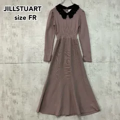 JILLSTUART ジルスチュアート ニットワンピース ロング フレア Aライン 刺繍 襟付き 取り外し可能 2WAY ピンクベージュ ブラウン 125-2240043 サイズFR ★ ◇■