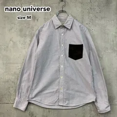 nano universe ナノユニバース シャツ 長袖 オックスフォードシャツ コットン100％ グレー系 メンズ Mサイズ カジュアル カモフラ 迷彩 ポケット 切替 胸ポケット シンプル セレクトショップ ★ ■■