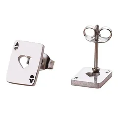 トランプ ピアス メンズ レディース 両耳 スタッドピアス ステンレス おしゃれ ハート エース サイズ感◎ スタッドピアス (ゴールド) [ゴールド]