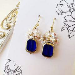 ★【ピアス】 コットンパール×ドロップ ロイヤルブルー 5/24まで限定値下げ☆【ピアス】 コットンパール×ドロップ ロイヤル