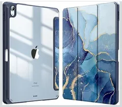 ★Fintie iPad Air 11インチ ケース M3 (2025 第7世代) / M2 (2024 第6世代) / Air 5/4 ケース 2022/2020 10.9 インチ 透明バックカバー Apple Pencil （柄 X マーブルブルー）