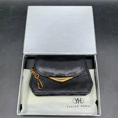 A430 未使用 YUKIKO HANAI　黒い型押しレザー　コインケース　小銭入れ　ミニポーチ　ユキコハナイ　ゴールドチェーン