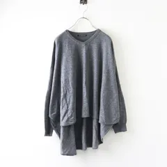 ミズイロインド mizuiro ind Vネックウールニットプルオーバー＼グレー セーター ワイド【2400014739275】