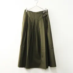 オニールオブダブリン O'NEIL of DUBLIN ウエストベルト付き ウールロングプリーツスカート GB8 カーキ┃【2400014738964】