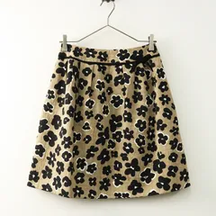 エムズグレイシー M'S GRACY フラワー ジャガード ミニスカート 38｜ベージュ ボトムス タック 花柄【2400014745498】