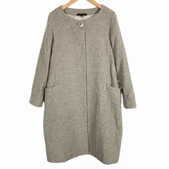 セオリー Theory ノーカラーコート ロング丈 長袖 ウール カシミヤ混 グレー 2 M相当