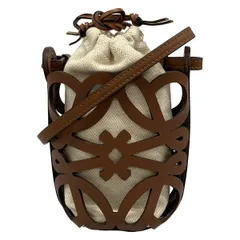 LOEWE(ロエベ) ショルダーバッグ美品  アナグラム カットアウト ポケット C922Y62X02 ブラウン×アイボリー ミニバッグ