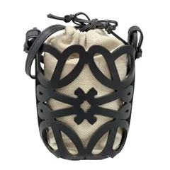 LOEWE(ロエベ) ショルダーバッグ アナグラム カットアウト ポケット C922Y62X02 アイボリー×黒 ミニバッグ