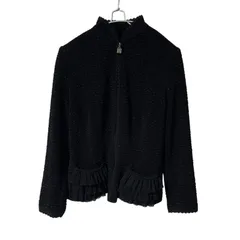 ZM1675【美品】GK 伊太利屋 イタリヤ ツイードジャケット スタンドカラー ラメ入 ブラック サイズ7