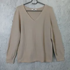 UNIQLO ユニクロ レディース 3Dコットン Vネックセーター 長袖 ベージュ サイズXL 〇◇