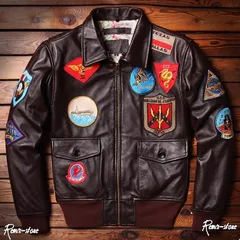 ★最高級 復刻 アメリカンフライト G1 ワッペン ファー襟 本革 ヘヴィレザージャケット 牛革 茶色 S～5XL 牛革 大きいサイズ ボア ★633