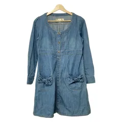 Chesty(チェスティ) ワンピース サイズ0 XS レディース美品  - ブルー クルーネック/長袖/ひざ丈/デニム/リボン