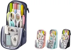 AOBAX48 筆箱 立てられる ペンケース 自立 多機能 おしゃれ シンプル ポーチ かわいい (ピンク)