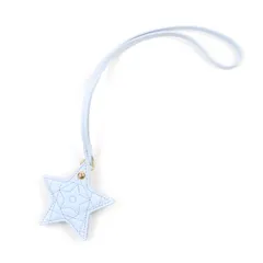 未使用品★Christian Dior クリスチャンディオール 25SS V1577WOMLM スターミラー付 ロゴ入り レザー バッグチャーム ライトブルー 箱・保存袋付き イタリア製 レディース