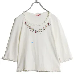 ピンクハウス★お花の刺繍付き♪七分袖カットソー サイズM 白系 無地 z16857