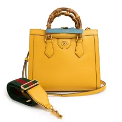 グッチ ダイアナ スモール トート 3way ショルダー ハンドバッグ 斜め掛け バンブー カーフスキン レザー イエロー 黄 アンティークゴールド金具 702721 GUCCI（新品・未使用品）