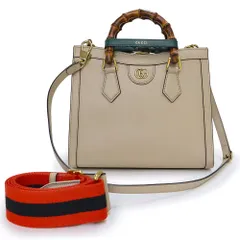 グッチ ダイアナ ミディアム トート 3way ショルダー ハンドバッグ 斜め掛け バンブー カーフスキン レザー ベージュ アンティークゴールド金具 702721 GUCCI（未使用　展示品）