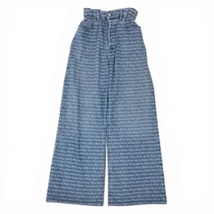 55L23 miu miu ミュウミュウ 2024SS ワイドレッグジーンズ ロゴプリント デニムパンツ サイズ25 インディゴ レディース ボトムスk02iのサムネイル